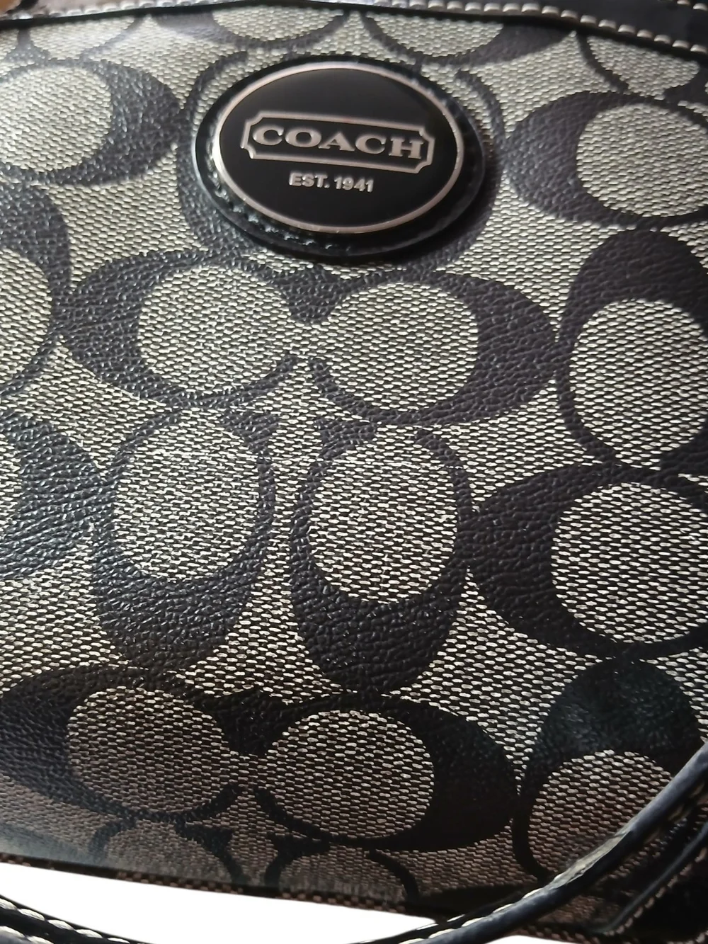 COACH Peyton Signature Canvas Black & Gray Satchel Bag